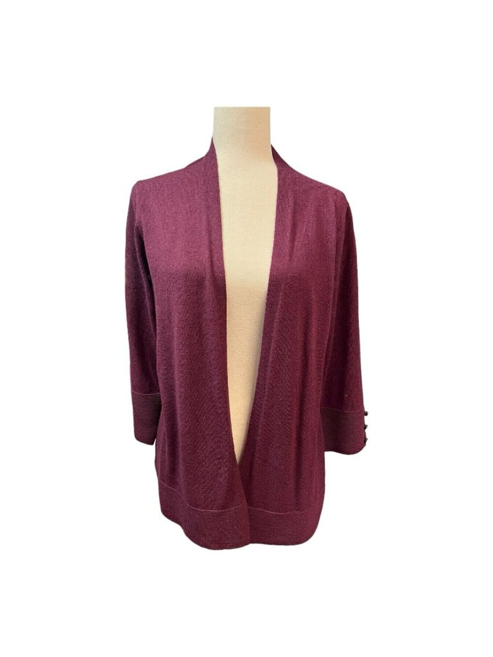 Evolution by Cyrus Women Cardigan~Size Small~Burgundy Soft Open Front~NWT L13 22